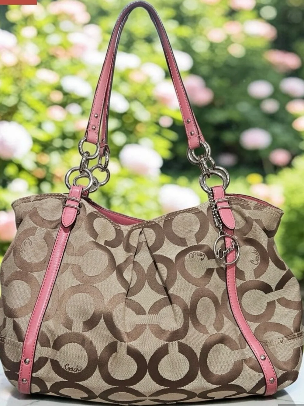 Coach Alexandra Large Signature Op Art Tote Shoulder Bag 16233